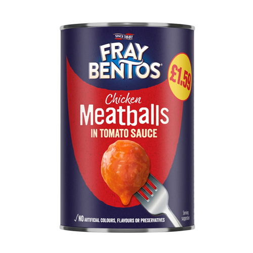 FRAY BENTOS MEATBALLS IN TOMATO SAUCE PMP £1.59 380G
