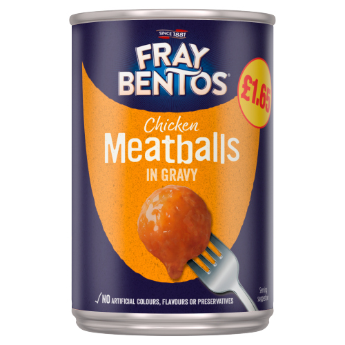 FRAY BENTOS CHICKEN MEATBALLS IN GRAVY PMP £1.65 380G