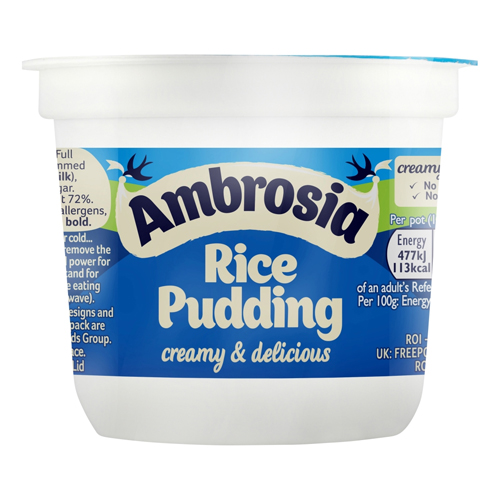 AMBROSIA READY TO EAT RICE PUDDING POT 120G