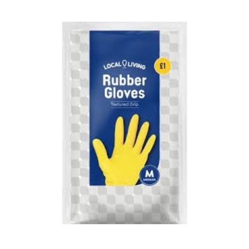 LOCAL LIVING RUBBER MEDIUM GLOVES PMP £1.00 1S