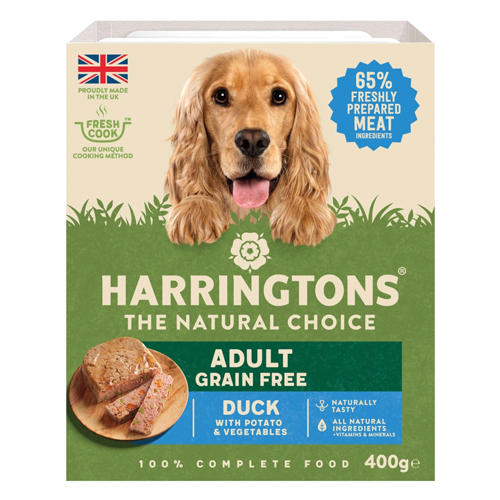 HARRINGTONS DUCK WET DOG FOOD TRAYS 400G