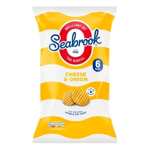 SEABROOK CHEESE & ONION 6PK 150G