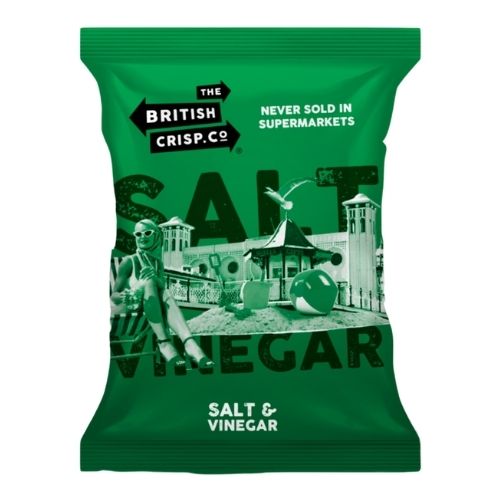 THE BRITISH CRISP CO SEA SALT & MALT VINEGAR HANDCOOKED CRISPS 40G