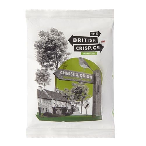 THE BRITISH CRISP CO CHEESE & ONION HANDCOOKED CRISPS 40G