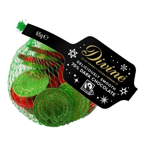 DIVINE DARK 70% CHOCOLATE COINS 65G