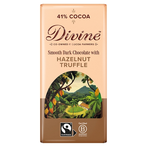 DIVINE 41% HAZELNUT TRUFFLE DARK CHOCOLATE 90G