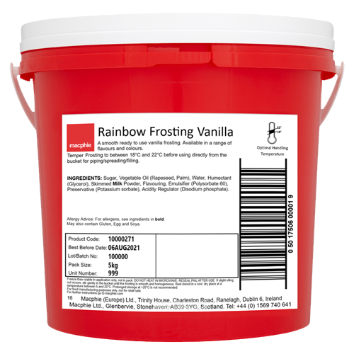 MACPHIE REDUCED SUGAR RAINBOW FROSTING VANILLA 5KG