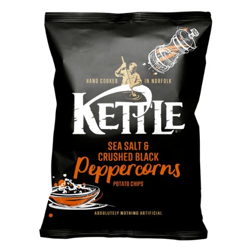 KETTLE SEA SALT WITH CRUSHED BLACK PEPPERCORNS CRISPS 40G