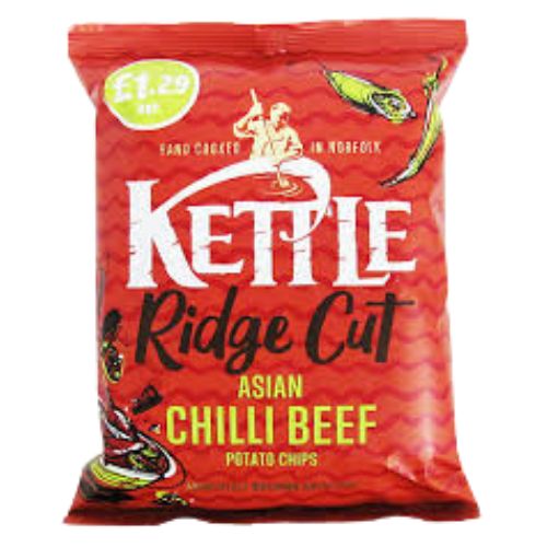 KETTLE ASIAN CHILLI BEEF RIDGE CRISPS PMP £1.29 80G