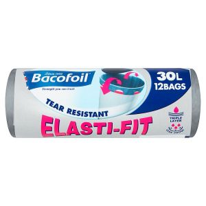 BACOFOIL ELASTI-FIT BIN BAGS 30L