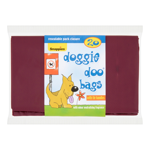 SNAPPIES DOGGIE DOO BAGS WITH TIE HANDLES 20S
