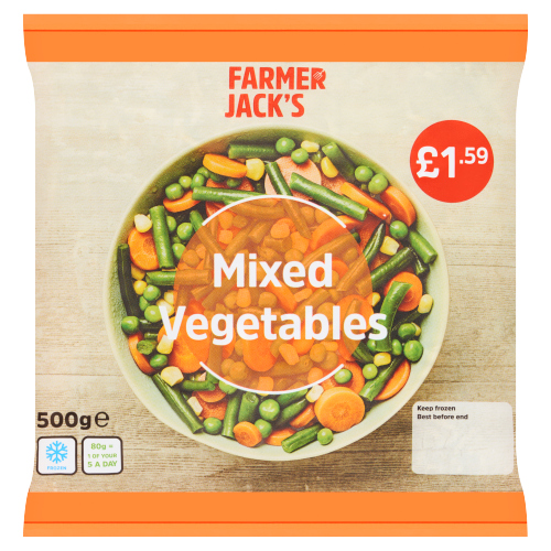 FARMER JACK'S MIXED VEGETABLES PMP £1.59 500G