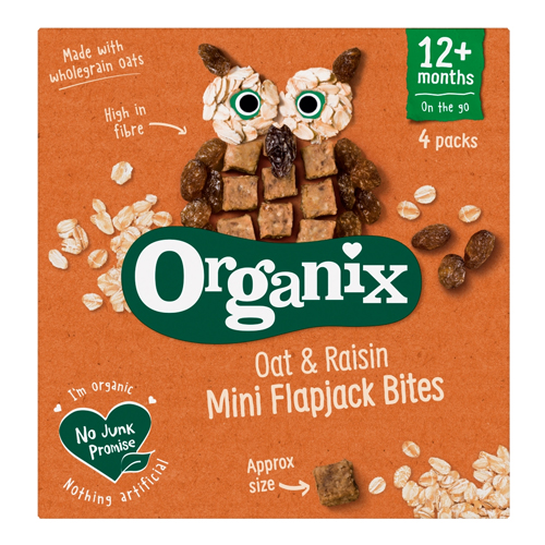 ORGANIX OAT & RAISIN MINI FLAPJACK BITES 12+MONTHS 4PK 20G