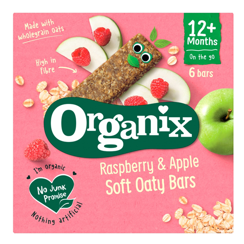 ORGANIX RASPBERRY & APPLE SOFT OATY BARS 12+MONTHS 6PK 23G