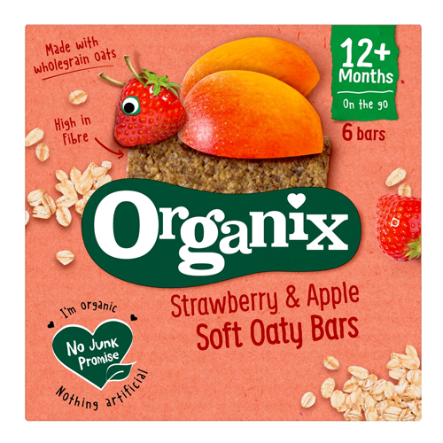 ORGANIX STRAWBERRY & APPLE SOFT OATY BARS 12+MONTHS 6PK 23G