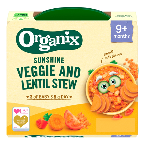 ORGANIX SUNSHINE VEGGIE AND LENTIL STEW 9 MONTHS+ 190G