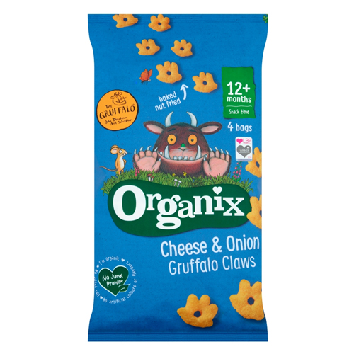 ORGANIX CHEESE & ONION GRUFFALO CLAWS TODDLER SNACK PUFFS 12+MONTHS 4PK 15G