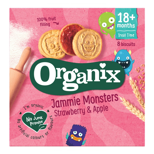 ORGANIX JAMMIE MONSTERS STRAWBERRY & APPLE BISCUITS 18+MONTHS 64G