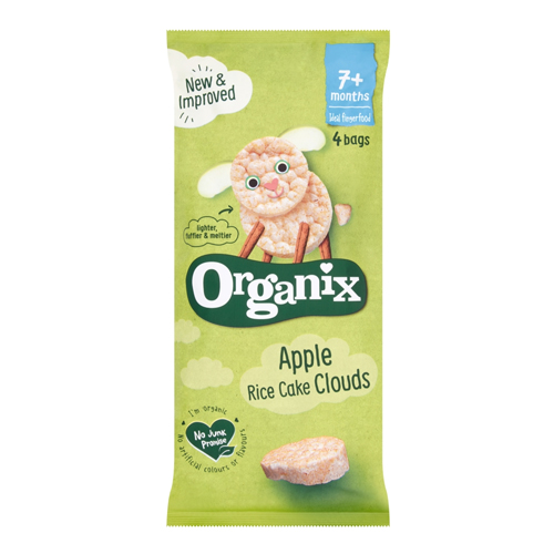 ORGANIX APPLE RICE CAKE CLOUDS 7+ MONTHS 4PK 18G