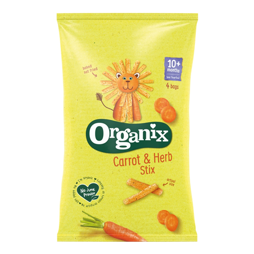 ORGANIX CARROT STIX & HERB TODDLER SNACK CORN PUFFS 10+MONTHS 4PK 15G