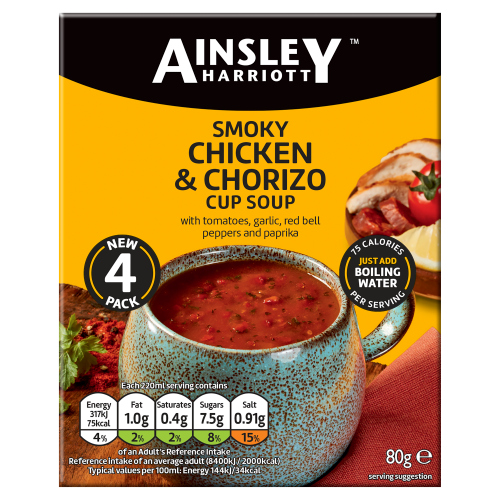 AINSLEY HARRIOTT SMOKY CHICKEN & CHORIZO CUP SOUP 80G