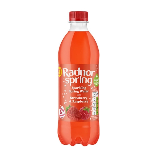 RADNOR SPRING STRAWBERRY & RASPBERRY PMP £1.00 500ML