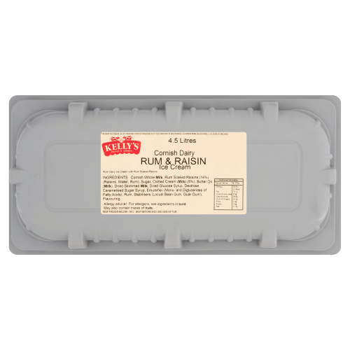 KELLY'S CORNISH DAIRY RUM & RAISIN ICE CREAM 4.5L