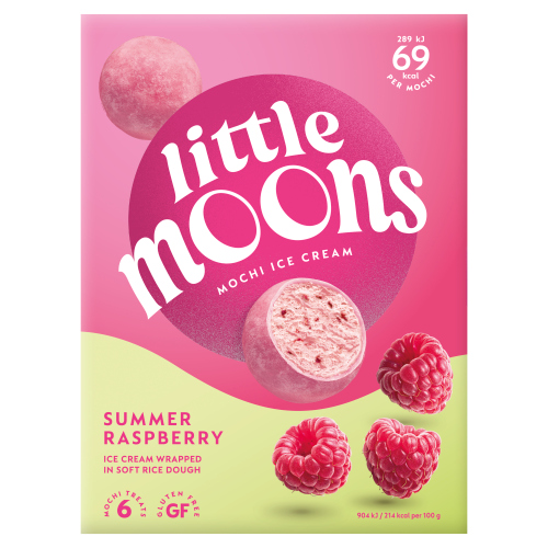 LITTLE MOONS RASPBERRY ICE CREAM MOCHI 6PK