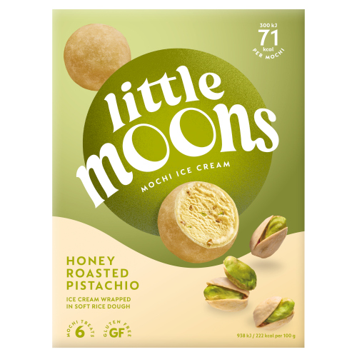 LITTLE MOONS HONEY ROAST PISTACHIO ICE CREAM MOCHI 6PK