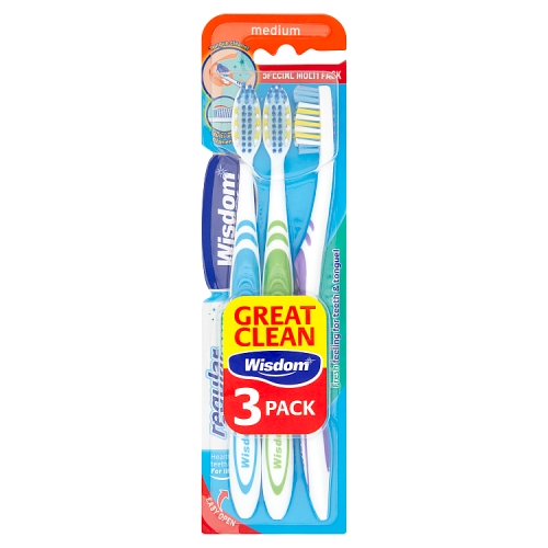 WISDOM REGULAR FRESH MEDIUM TOOTHBRUSH 3PK