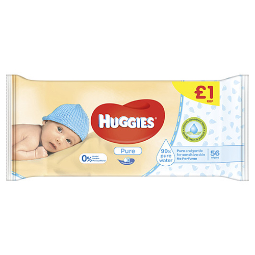 HUGGIES BABY WIPES PMP £1.00 56PK