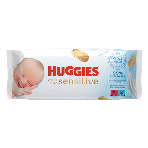 HUGGIES PURE EXTRA CARE BABY WIPES 56S