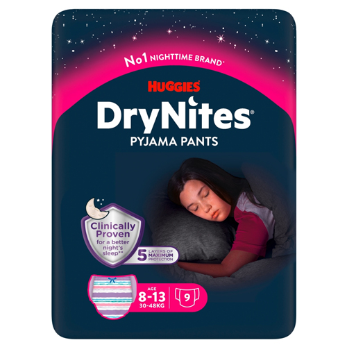 HUGGIES DRY NITES GIRL 8-13 9PK