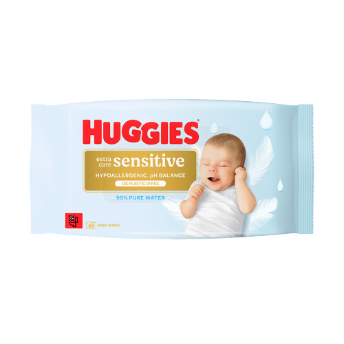 HUGGIES PURE EXTRA SENSITIVE BABY WIPES PLASTIC FREE 48S