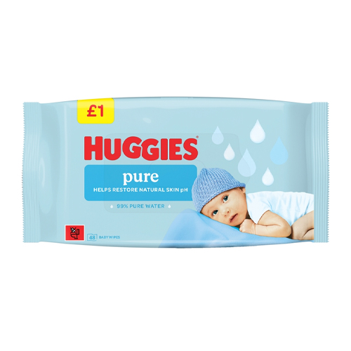 HUGGIES PURE PF BABY WIPES  PMP £1.00 48PACK