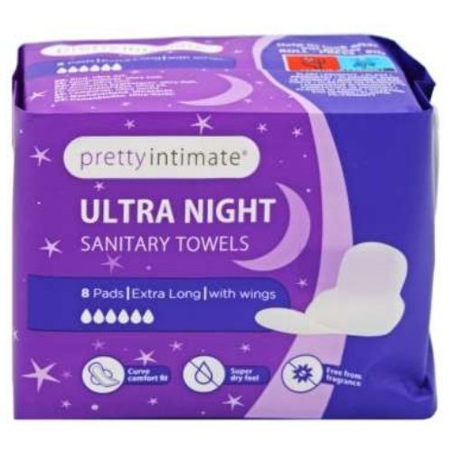 PRETTY INTIMATE ULTRA NIGHT 8 SANITARY TOWELS 8S