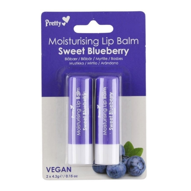 PRETTY MOISTURISING LIP BALM TWIN PACK SWEET BLUEBERRY 4.3G