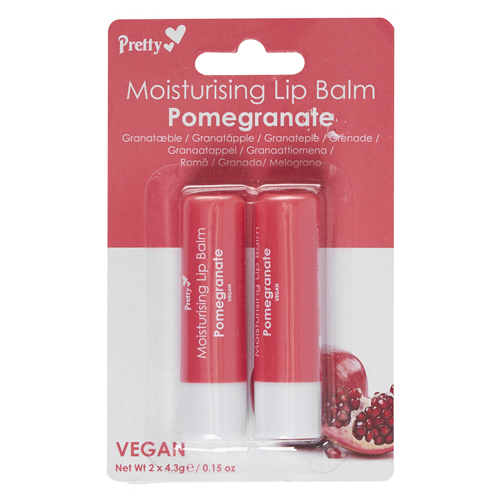 PRETTY MOISTURISING LIP BALM TWIN PACK POMEGRANATE 4.3G