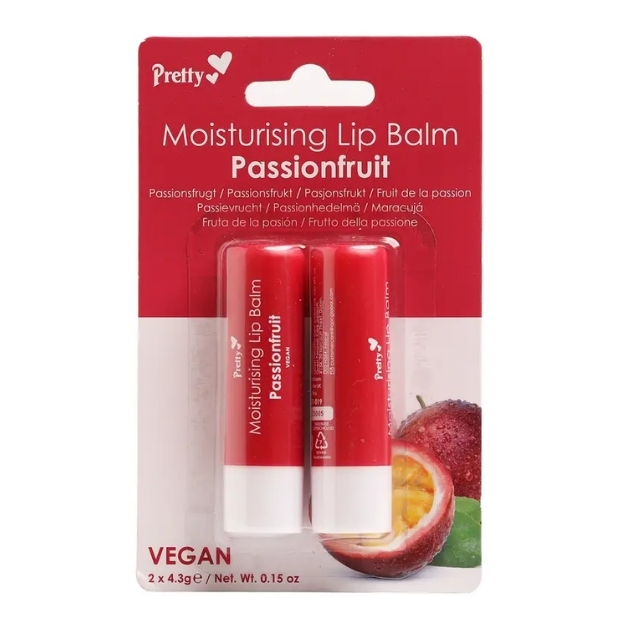 PRETTY MOISTURISING LIP BALM TWIN PACK PASSIONFRUIT 4.3G
