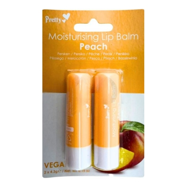 PRETTY MOISTURISING LIP BALM TWIN PACK PEACH 4.3G