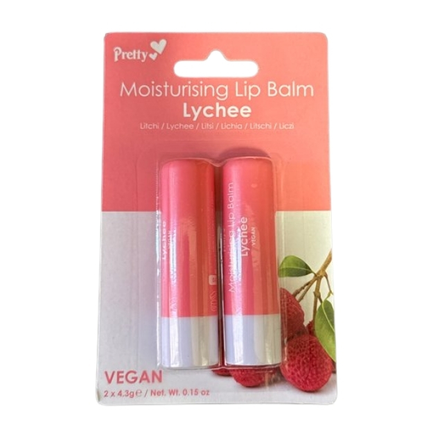 PRETTY MOISTURISING LIP BALM TWIN PACK LYCHEE 4.3G