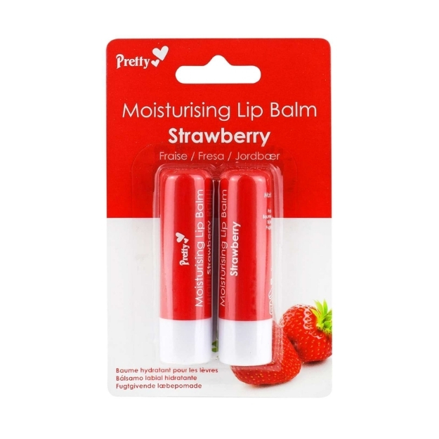 PRETTY MOISTURISING LIP BALM TWIN PACK STRAWBERRY 4.3G