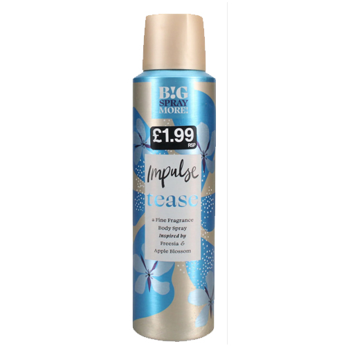IMPULSE BODY SPRAY TEASE PMP £1.99 150ML