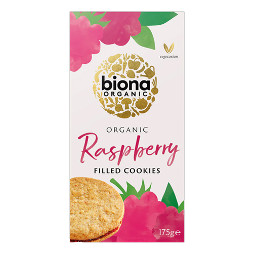 BIONA ORGANIC RASPBERRY FILLED COOKIES 175G