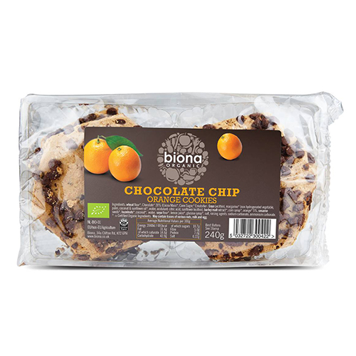 BIONA ORGANIC CHOCOLATE CHIP & ORANGE COOKIES 240G