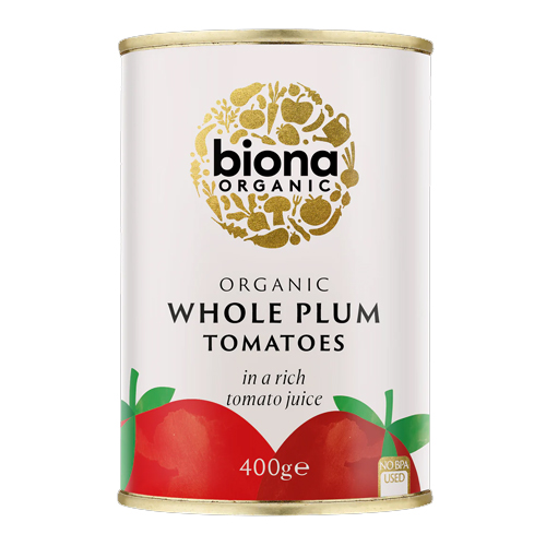 BIONA ORGANIC WHOLE PLUM PEELED TOMATOES 400G