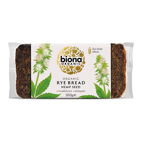 BIONA ORGANIC RYE & HEMPSEED BREAD 500G