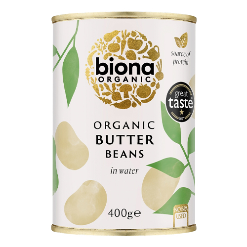 BIONA ORGANIC BUTTER BEANS IN WATER 400G