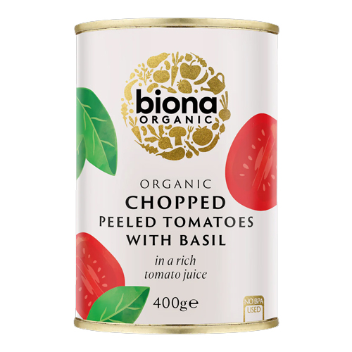 BIONA ORGANIC CHOPPED TOMATOES WITH BASIL 400G