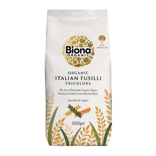BIONA ORGANIC FUSILLI TRI-COLORE 500G